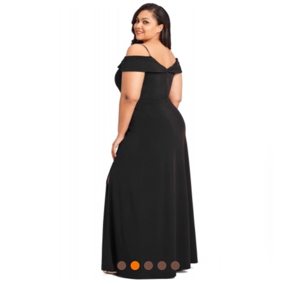 Black Long Off the Shoulder Plus Size Gown - Picture 3 of 4